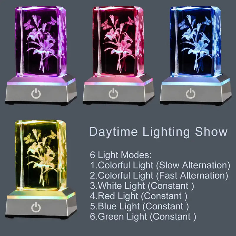3D Lily with LED Base - Unique Home Decoration Night Light
